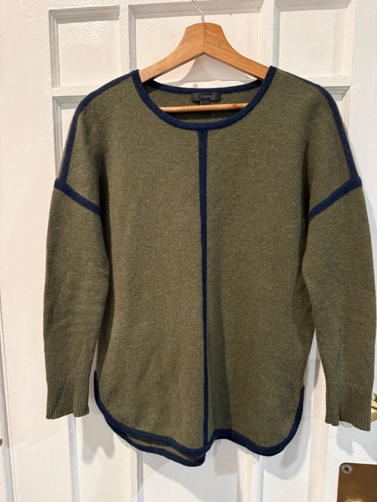 J. Crew Sweaters - J. Crew Olive Sweater with Navy Contrast Trim